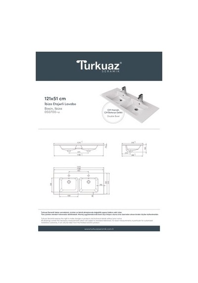 Çift Hazneli Etajerli Lavabo, 121 Cm Ve Fonksiyonel 508 Yeşil