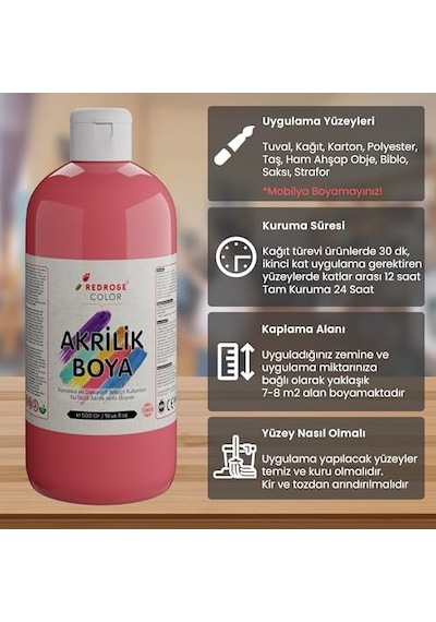Pembe Akrilik Boya 500gr
