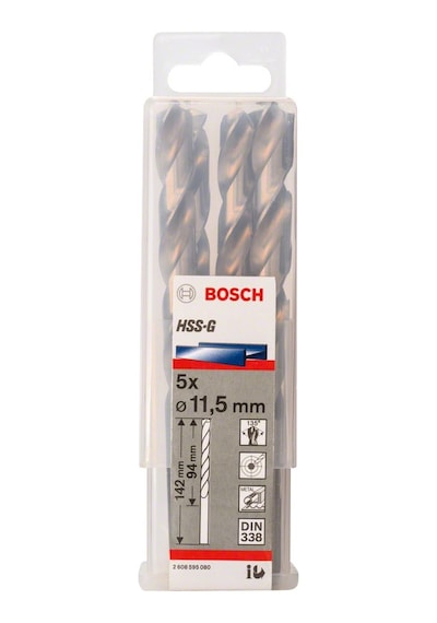 Bosch HSS Taşlanmış Spiral Matkap Ucu 11.5x142 mm 5'li Paket - 2608595080