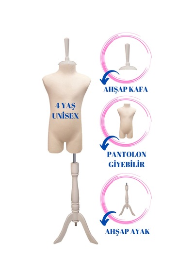 4 Yaş Pantolon Giyebilen Çocuk Terzi Vitrin Mankeni İğne Batmaz B