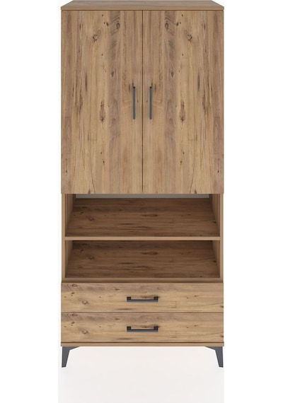 Hyperion Dolap 5 Raflı 2 Çekmeceli 2 Kapaklı 88x44x195 Çam-çam Çam