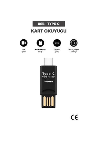 Usb To Type-c Kart Okuyucu Renkli
