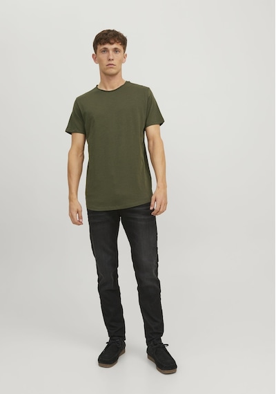 Jack & Jones Bisiklet Yaka Basic Tisört- Basher 12182498 Forest Night Koyu Yeşil