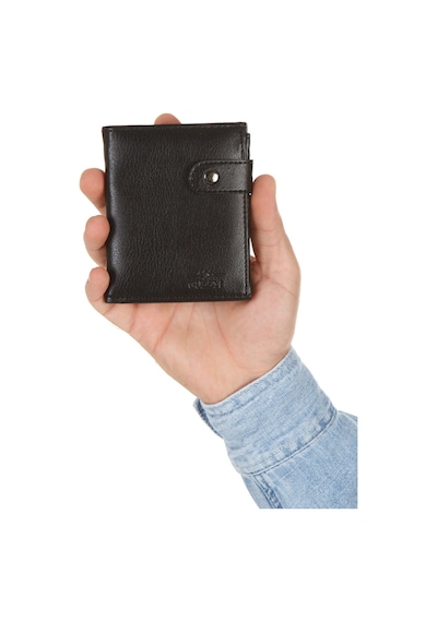 Newish Polo Erkek Deri Bozuk Para Hazneli Kartlık Cüzdan 10x12cm New179 Siyah