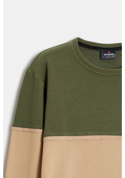 Shooter Sportwear Shooter Erkek Günlük Sweatshirt Bisiklet Yaka Regular Kalıp 3 İplik Haki