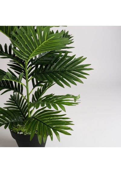 100 Cm Yapay Areca Palmiyesi Premium Dekoratif İç Mekan Bitkisi Siyah Plastik Saksı Yeşil