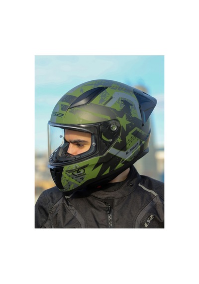 Rapıd 2 Race Thunder Bırds Mat Yeşil-siyah-gri Kask + Spoiler Mat yeşil - Siyah