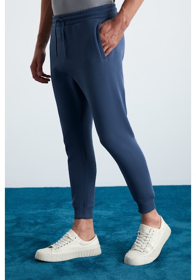 HAKONE  Erkek Basic Yumuşacık Regular Fit Lastikli Paça Organik Pamuklu İndigo Eşofman Altı