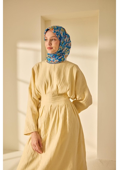 Silk Home Mine Desen Soft Pamuk Eşarp Saks
