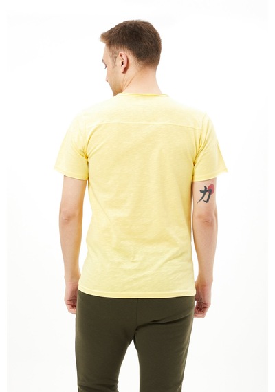 Sarı V Yaka Erkek Tshirt Sarı