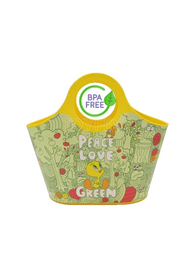 Toyfest Çok Amaçlı Sarı Çocuk Günlük & Plaj Çantası - Peace Love Green Tweety Model - 5 Lt