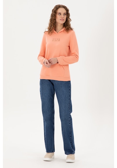 U.S. Polo Assn. Kadın Somon Basic Kapüşonlu Sweatshirt 50289536-VR047