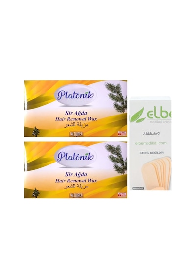 Platonik Naturel Sarı Kalıp Sir Ağda 400 G x 2 + Spatula 100'lü
