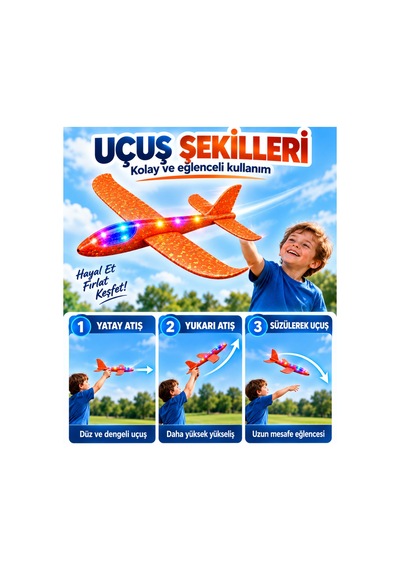 Led Işıklı Köpük Uçak Oyuncak -büyük Boy Hafif Ve Dayanıklı Eva Köpük Kolay Kurulum Açık Hava Çocuk Oyuncağı - 921723640