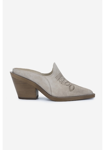 Valmenti Kadın Hakiki Deri Topuklu Terlik 1072 9764 Bn Ayk Y25 A.bej Suet Bej