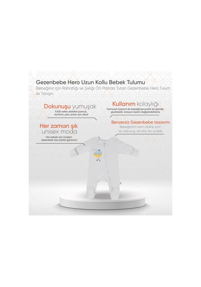 Gezenbebe Hero Uzun Kollu Bebek Tulumu 001