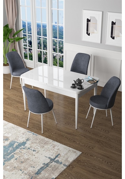 Canisa Concept Zen Serisi 80x132 Mdf Açılabilir Beyaz Masa Takımı Ve 4 Füme Sandalye Füme Sandalyeler Beyaz Masa Canisa Concept Zen Serisi 80x132 Mdf Açılabilir Beyaz Masa Takımı Ve 4 Füme Sandalye Füme Sandalyeler Beyaz Masa