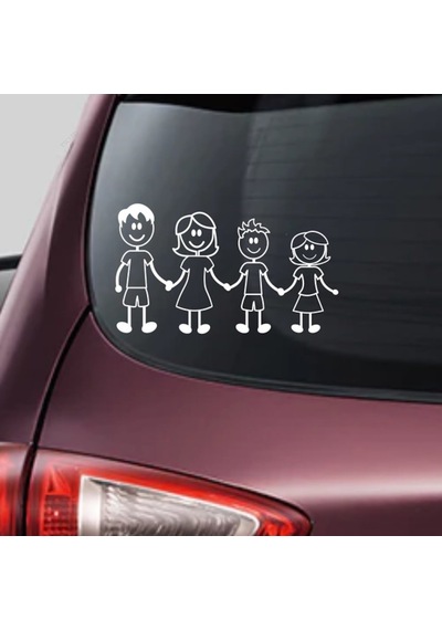 Aile Sticker Anne Baba Kız Ve Erkek Çocuk Araba Yapıştırma