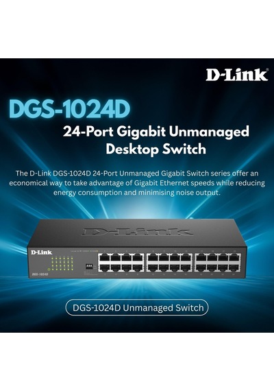 D-link Dgs-1024d Gigabit Ethernet Anahtarı 24 Port, 10/100/1000 Mbit/s, Kolay Tak Ve Çalıştır Kurulumu, Fansız