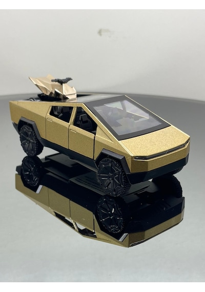 Tesla Cyber Truck 1:32 Ölçek Metal Çek Bırak 12 Cm Oyuncak Araba - Sarı