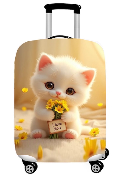 Smart Travel Valiz Koruyucu Kılıfı Büyük Boy Sevimli Kedi Çok Renkli