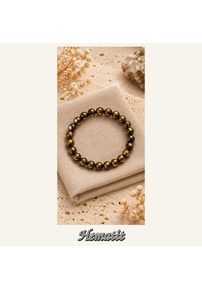 Hematit Taşı Bileklik 8 Mm, Unisex, Elastik Çok Renkli