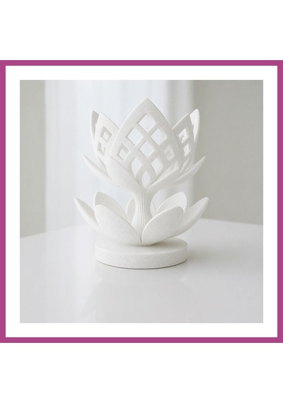 Gees Global 3d Baskı Lotus Çiçeği Mumluk - Dekoratif Tealight Mumluk-beyaz Gbzs