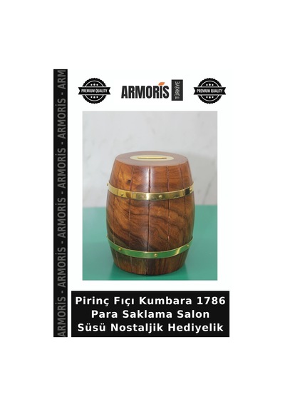 Pirinç Fıçı Kumbara 1786 Para Saklama Salon Süsü Nostaljik Hediyelik