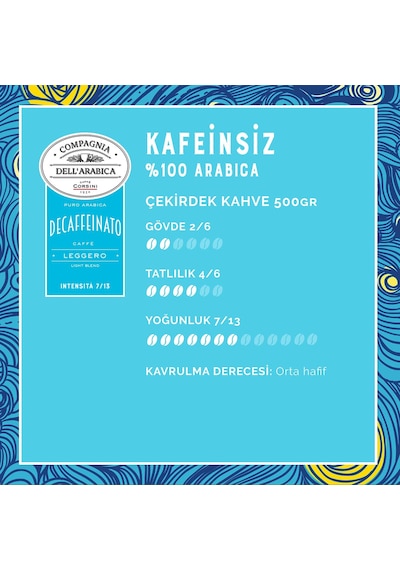 Caffe Corsini Kafeinsiz %100 Arabica Çekirdek Kahve 500 G