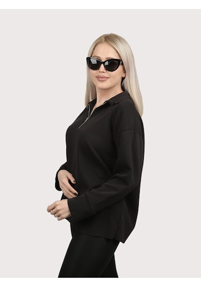 Zarif Fermuarlı Sweatshirt 001