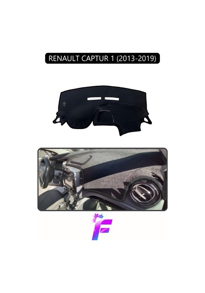 Renault Captur 1 2013-2019 Uyumlu Torpido Örtüsü Yansıma Önleyici Koruma Hızlı Montaj J48 Siyah