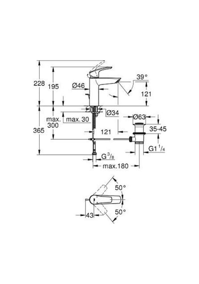 Grohe 233222433 Eurosmart Tek Kumandalı Lavabo Bataryası M Boyut Siyah