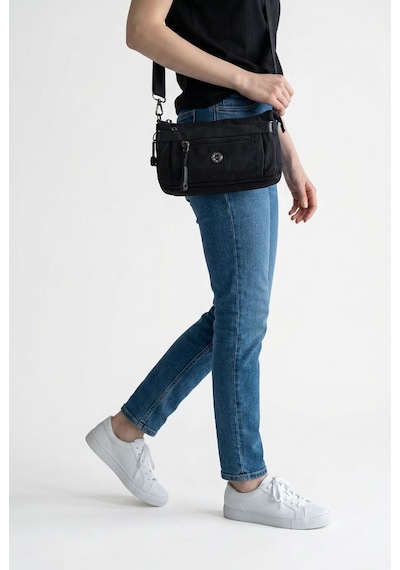 Baginn Paraşüt Kumaş Mini Çapraz Askılı Kadın Telefon Çantası Yağmur Geçirmez El Askılı Çanta 20 12 Cm Siyah