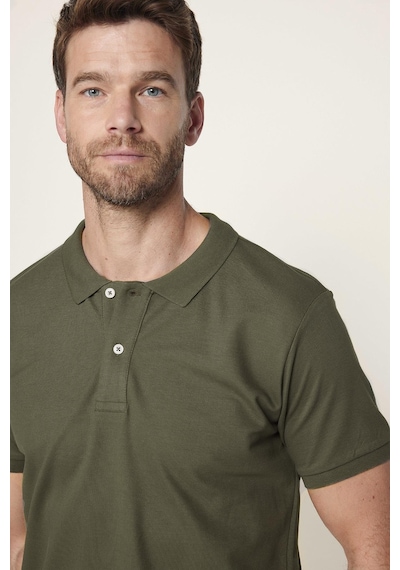 Tudors Erkek Slim Fit Dar Kesim Pamuklu Yumuşak Dokulu Serin Tutan Kumaş Düz Pike Haki Polo Yaka Tişört-30767-Haki