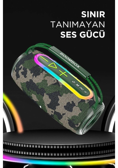 Torima Boombox680 Yeşil Kamuflaj Ipx6 Kablosuz 30w Bluetooth Hoparlör Speaker