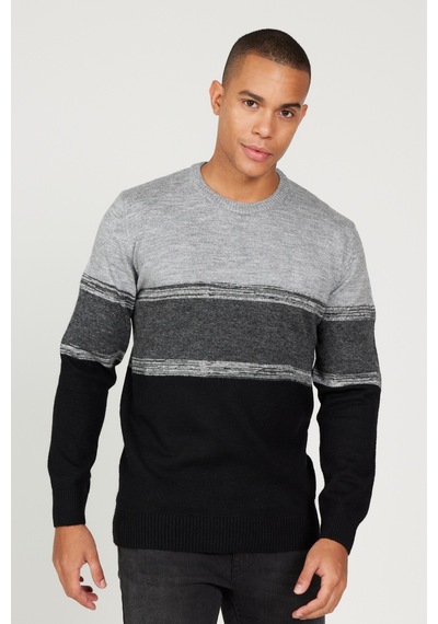 AC&Co / Altınyıldız Classics Erkek Grı-sıyah Standart Fit Normal Kesim Bisiklet Yaka Triko Kazak Gri - Siyah AC&Co / Altınyıldız Classics Erkek Grı-sıyah Standart Fit Normal Kesim Bisiklet Yaka Triko Kazak Gri - Siyah