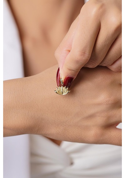 14 Ayar Altın Mini Lotus Çiçeği Kolye Ucu Klyuc3534 Sarı Altın