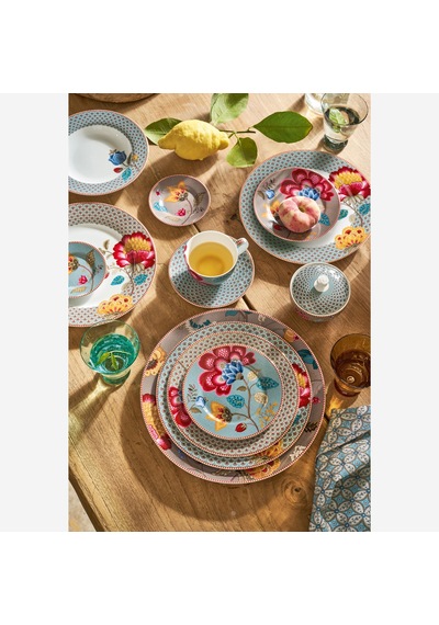 Mavi Porselen Çukur Tabak 21,5 Cm
