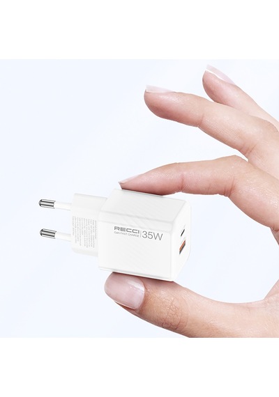 Recci Rc83e Type-c Pd & Usb-a Gan Teknolojili Qc3.0 Hızlı Şarj Başlığı 35w Beyaz
