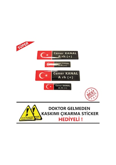 Kişiye Özel Kan Grubu Damla Sticker Etiket Seti 4 Parça