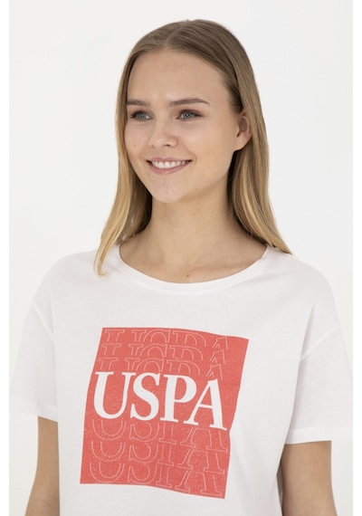 U.S. Polo Assn. Kadın Ekru Bisiklet Yaka Tişört 50282904-VR019
