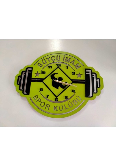 Vücut Geliştirme, Spor Salonu, Fitness, Kondüsyon Kişiye Özel Duvar Saati Yeşil