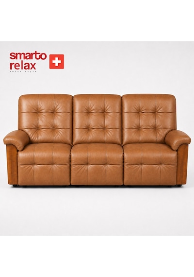 Smarto Relax Berlin 3 Lü Orta Konsollu Bardaklıklı Yatar Ayak Uzatmalı Ergonomik Deri Sinema Tv Koltuğu Kahverengi