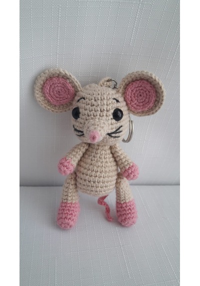 Amigurumi Gri Fare Anahtarlık