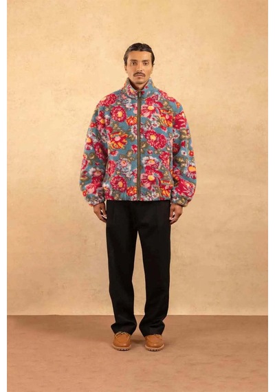 American Rag Cie Peony Desenli Polar Ceket - Yüksek Yaka Ve Fermuarlı Ceket Mavi
