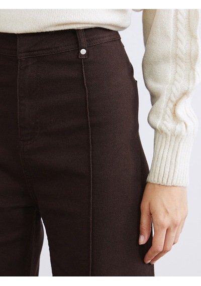 Lcw Modest Kahverengi Dar Fit Geniş Paça Kadın Pantolon