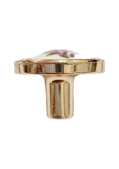Porselen Düğme Kulp Metal Gold Sarı Güllü / 5 Adet Altın