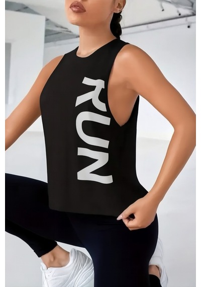 Ghassy Co. Kadın Run Nefes Alabilir Koşu Egzersiz Kolsuz Spor Atlet Siyah