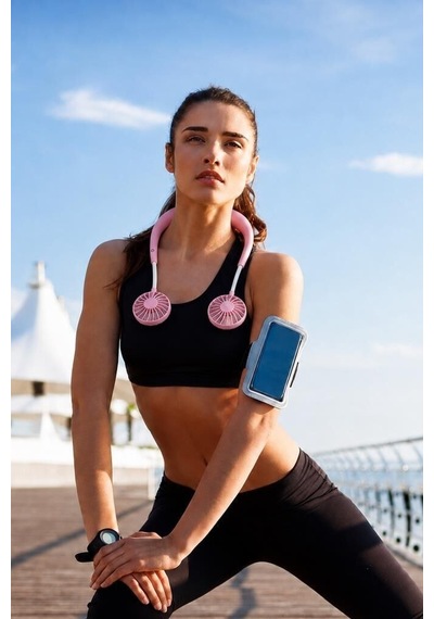 Özel Seri Vantilatör F04 Pembe Spor Aleti Seyahat Ürünü Kulaklık Tarzı