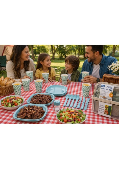 Lovely Piknik Seti 6 Kişilik 32 Parça Mavi